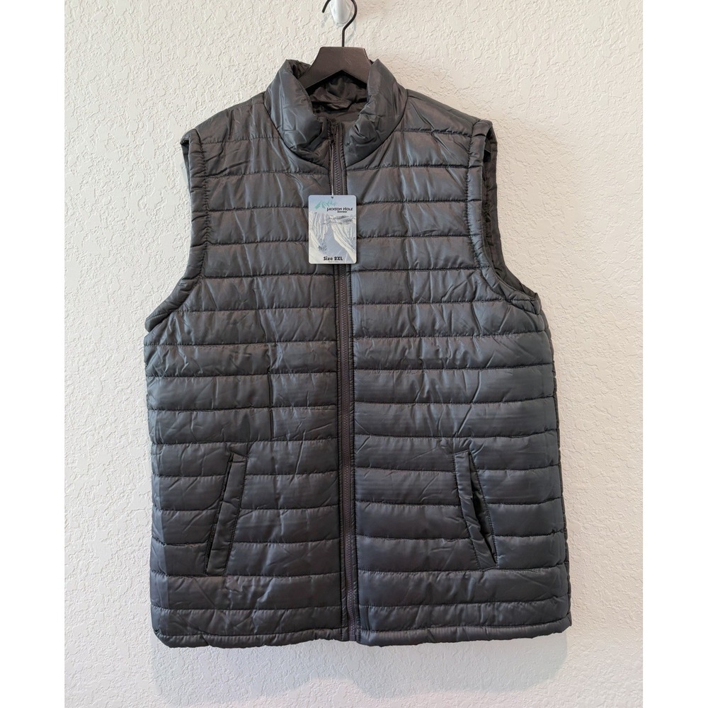 Jackson Hole Men's Gray Quilted Full Zip Lined Puffer Vest Size XXL